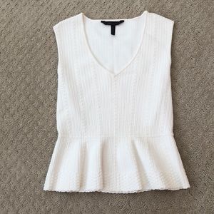BCBG white peplum top
